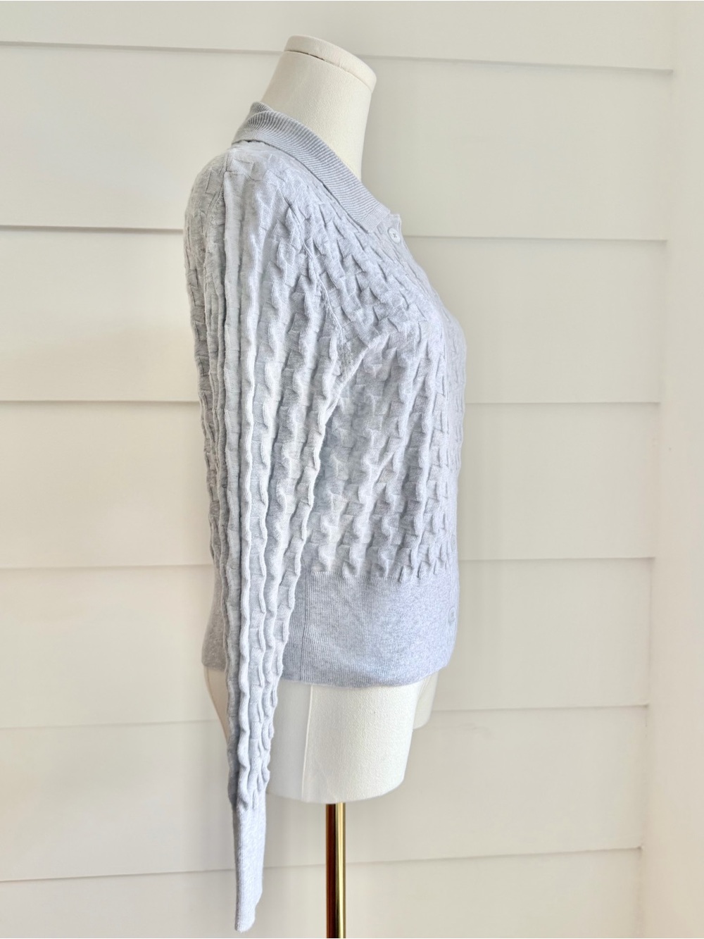 Margaret O’Leary Marley Cardigan Silver Grey size S 3D sweater - Picture 3 of 7